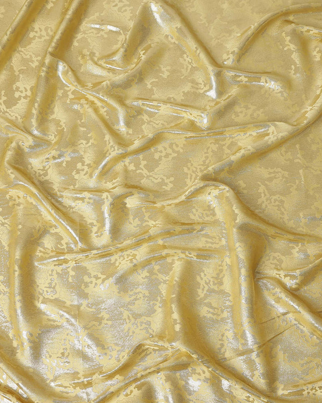Golden Yellow Abstract Textured Synthetic Chiffon Fabric 140 Cms Made In India-D27417