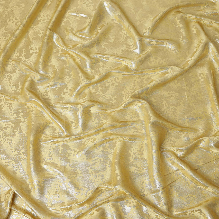 Golden Yellow Abstract Textured Synthetic Chiffon Fabric 140 Cms Made In India-D27417