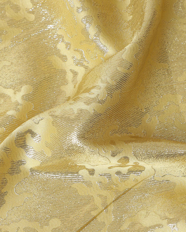 Golden Yellow Abstract Textured Synthetic Chiffon Fabric 140 Cms Made In India-D27417