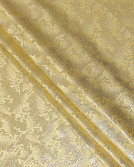 Golden Yellow Abstract Textured Synthetic Chiffon Fabric 140 Cms Made In India-D27417