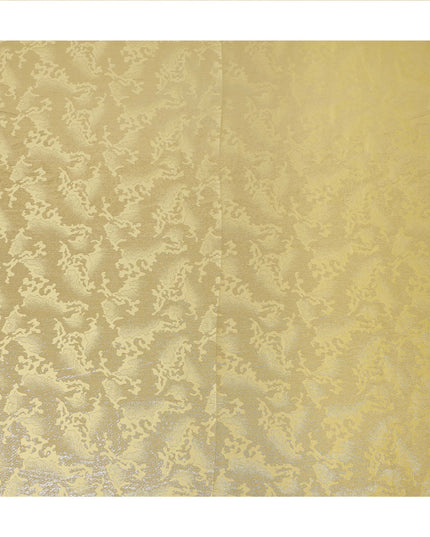 Golden Yellow Abstract Textured Synthetic Chiffon Fabric 140 Cms Made In India-D27417