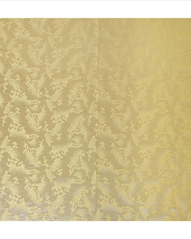 Golden Yellow Abstract Textured Synthetic Chiffon Fabric 140 Cms Made In India-D27417