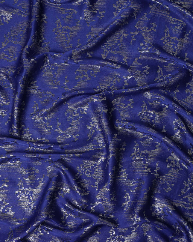 Cobalt Blue Abstract Textured Synthetic Chiffon Fabric 140 Cms Made In India-D27416