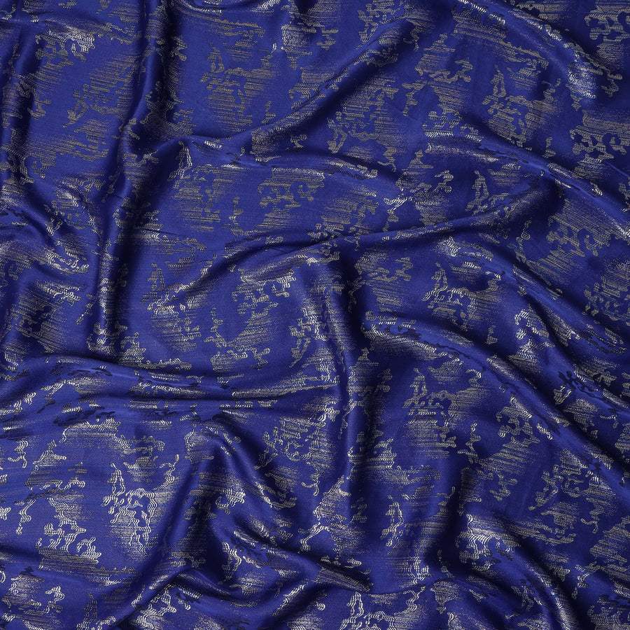 Cobalt Blue Abstract Textured Synthetic Chiffon Fabric 140 Cms Made In India-D27416