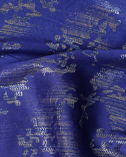 Cobalt Blue Abstract Textured Synthetic Chiffon Fabric 140 Cms Made In India-D27416
