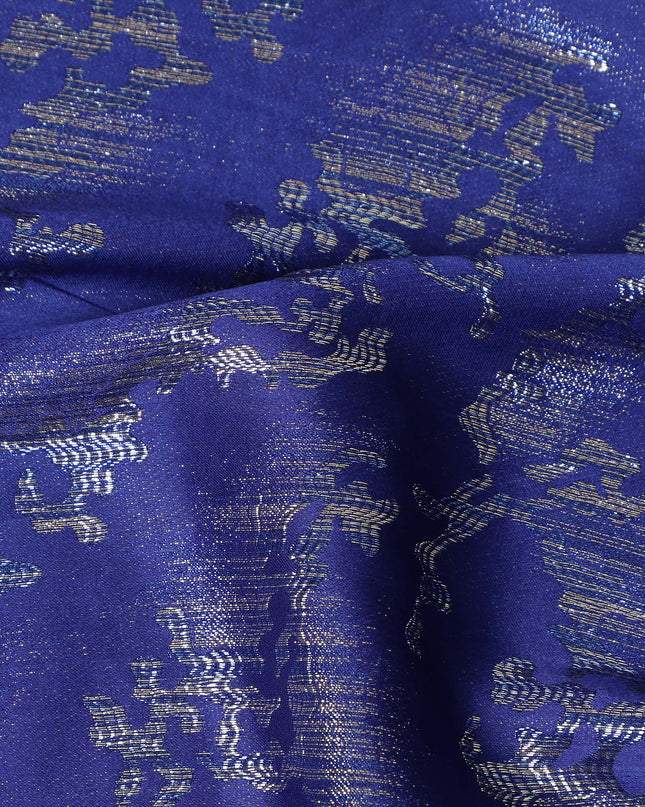 Cobalt Blue Abstract Textured Synthetic Chiffon Fabric 140 Cms Made In India-D27416