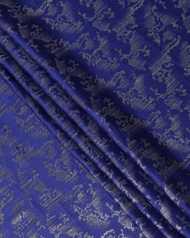 Cobalt Blue Abstract Textured Synthetic Chiffon Fabric 140 Cms Made In India-D27416