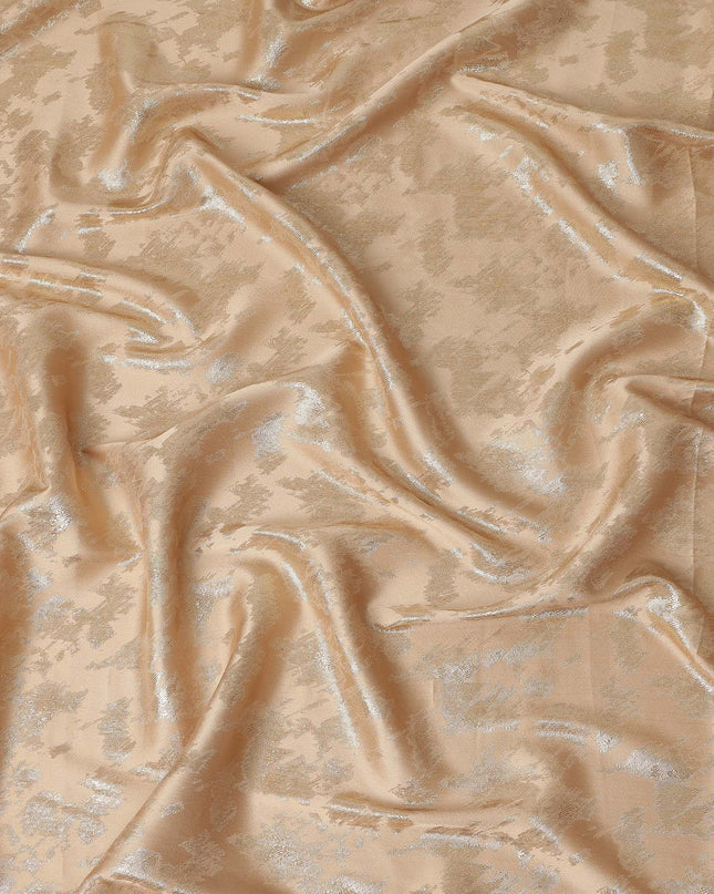 Champagne Beige Abstract Textured Synthetic Chiffon Fabric 140 Cms Made In India-D27418