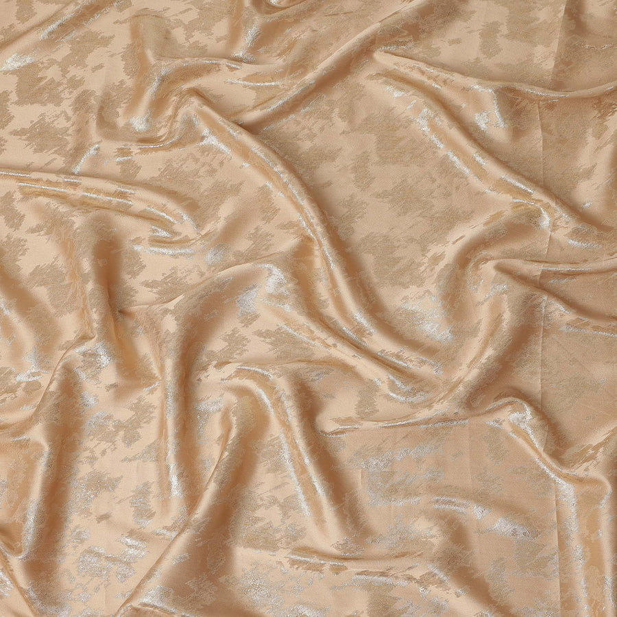 Champagne Beige Abstract Textured Synthetic Chiffon Fabric 140 Cms Made In India-D27418