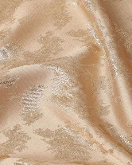 Champagne Beige Abstract Textured Synthetic Chiffon Fabric 140 Cms Made In India-D27418