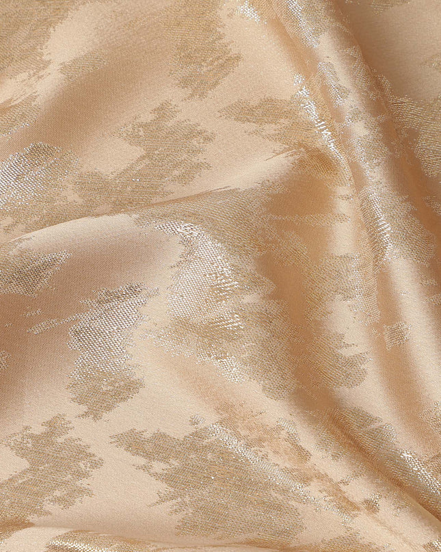 Champagne Beige Abstract Textured Synthetic Chiffon Fabric 140 Cms Made In India-D27418