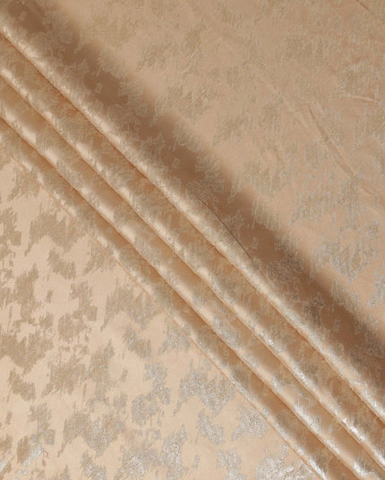 Champagne Beige Abstract Textured Synthetic Chiffon Fabric 140 Cms Made In India-D27418