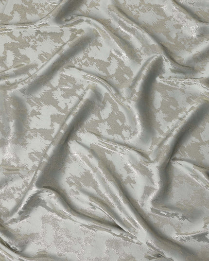 Silver Grey Abstract Textured Synthetic Chiffon Fabric 140 Cms Made In India-D27419