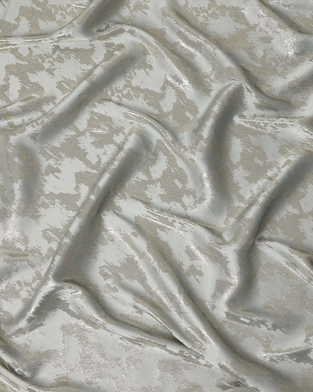 Silver Grey Abstract Textured Synthetic Chiffon Fabric 140 Cms Made In India-D27419