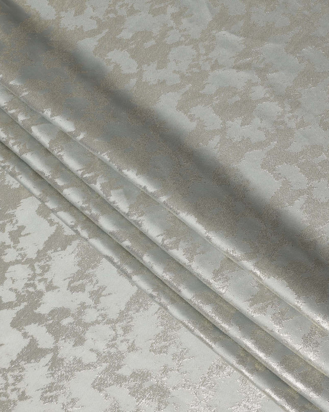 Silver Grey Abstract Textured Synthetic Chiffon Fabric 140 Cms Made In India-D27419