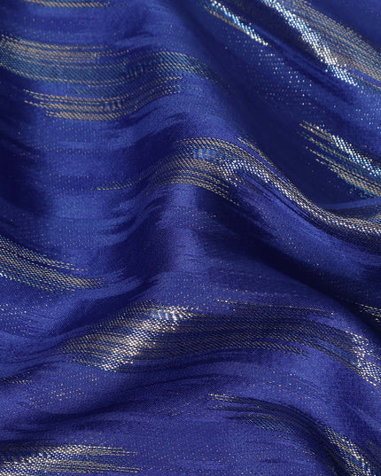 Royal Blue Abstract Textured Synthetic Chiffon Fabric 140 Cms Made In India-D27415