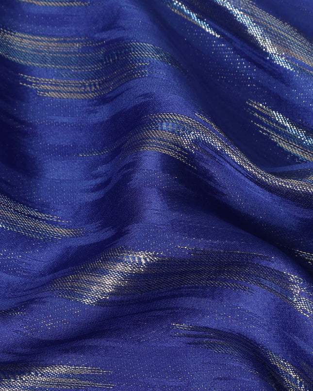 Royal Blue Abstract Textured Synthetic Chiffon Fabric 140 Cms Made In India-D27415