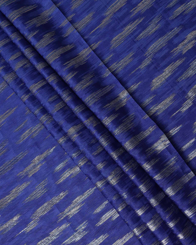 Royal Blue Abstract Textured Synthetic Chiffon Fabric 140 Cms Made In India-D27415