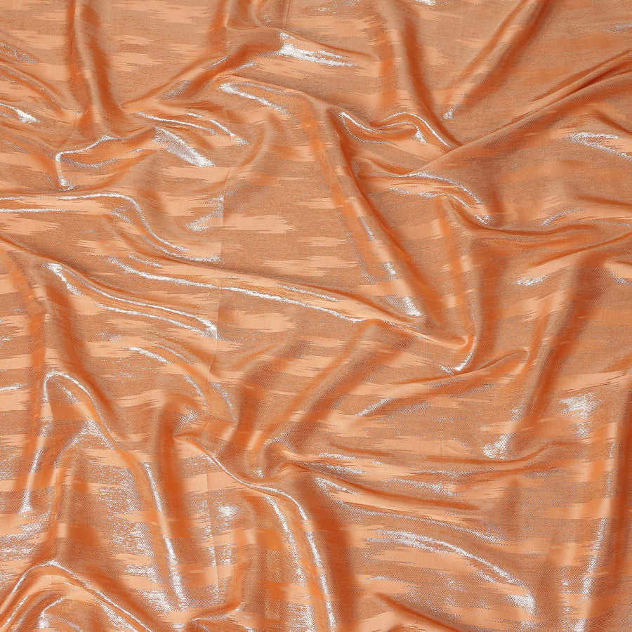 Peach Orange Abstract Textured Synthetic Chiffon Fabric 140 Cms Made In India-D27411