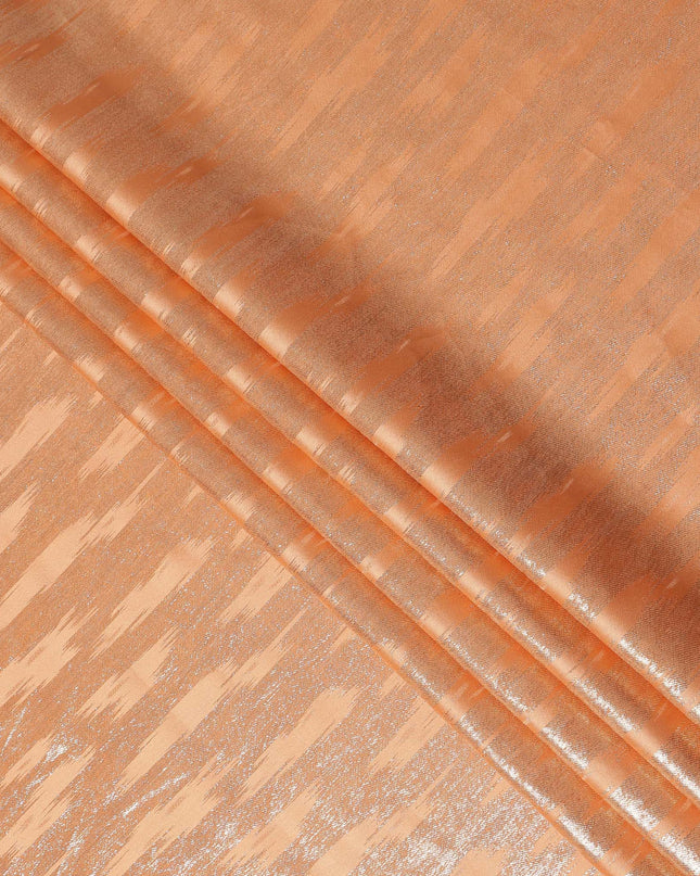 Peach Orange Abstract Textured Synthetic Chiffon Fabric 140 Cms Made In India-D27411