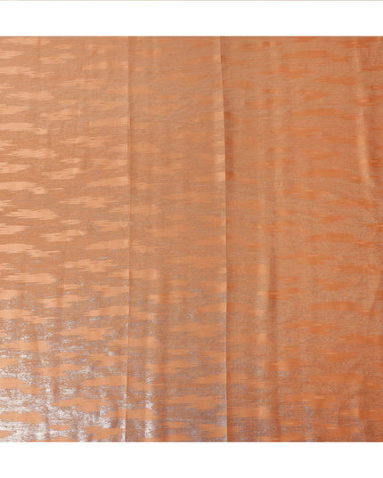 Peach Orange Abstract Textured Synthetic Chiffon Fabric 140 Cms Made In India-D27411