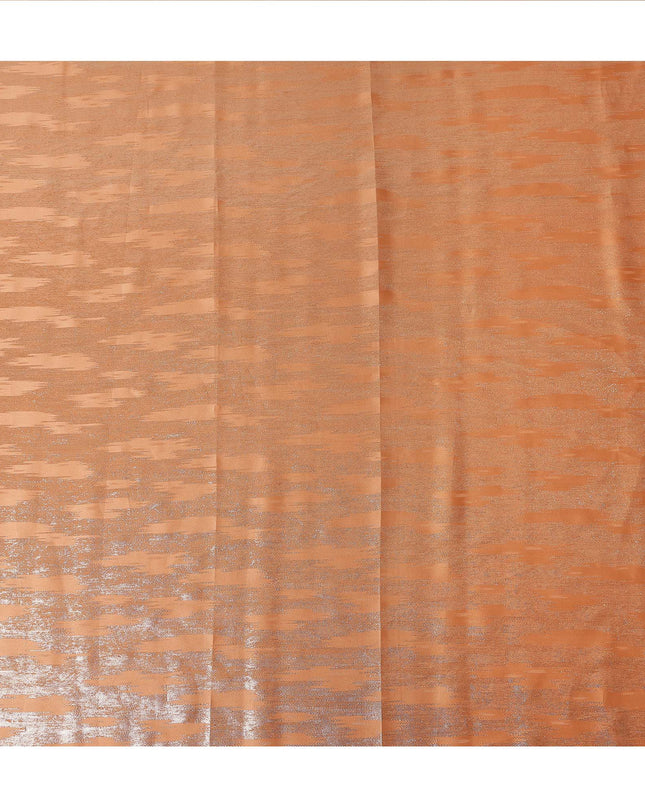 Peach Orange Abstract Textured Synthetic Chiffon Fabric 140 Cms Made In India-D27411
