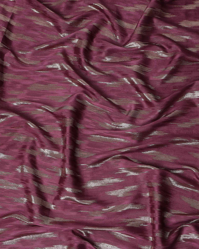 Wine Maroon Abstract Textured Synthetic Chiffon Fabric 140 Cms Made In India-D27413