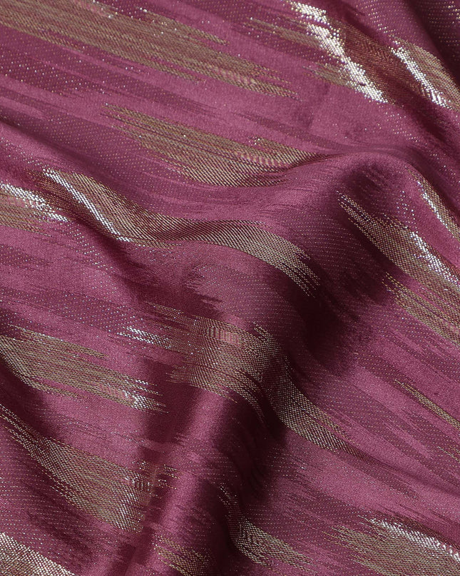 Wine Maroon Abstract Textured Synthetic Chiffon Fabric 140 Cms Made In India-D27413