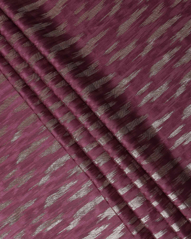 Wine Maroon Abstract Textured Synthetic Chiffon Fabric 140 Cms Made In India-D27413