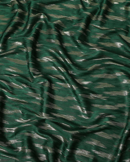 Emerald Green Abstract Textured Synthetic Chiffon Fabric 140 Cms Made In India-D27414