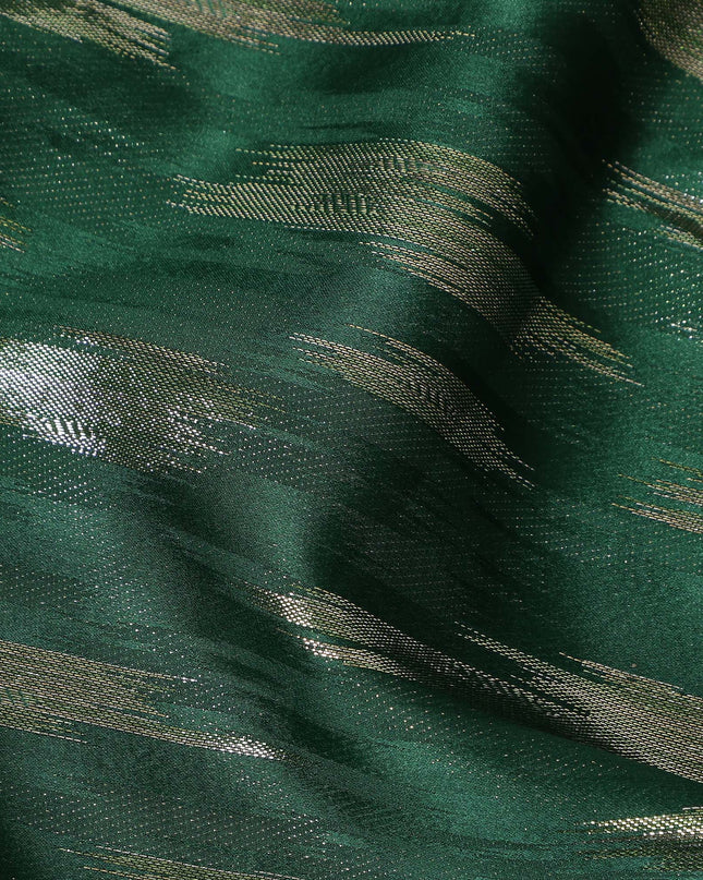 Emerald Green Abstract Textured Synthetic Chiffon Fabric 140 Cms Made In India-D27414