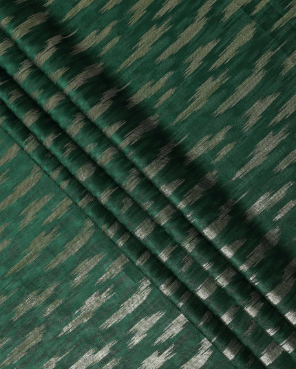 Emerald Green Abstract Textured Synthetic Chiffon Fabric 140 Cms Made In India-D27414