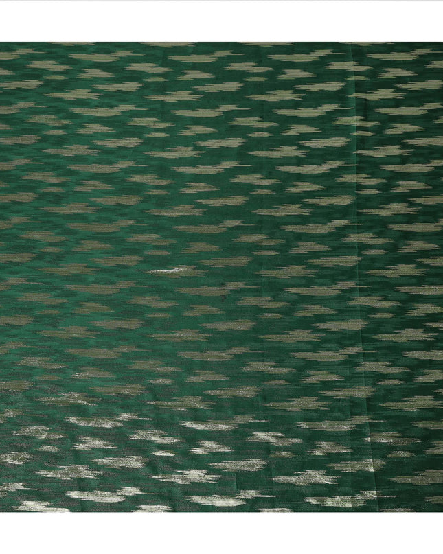 Emerald Green Abstract Textured Synthetic Chiffon Fabric 140 Cms Made In India-D27414