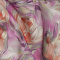 Pink Floral Printed Cotton Voile Fabric 150 Cms Width Soft Lightweight Sheer Dress Material India-D27917
