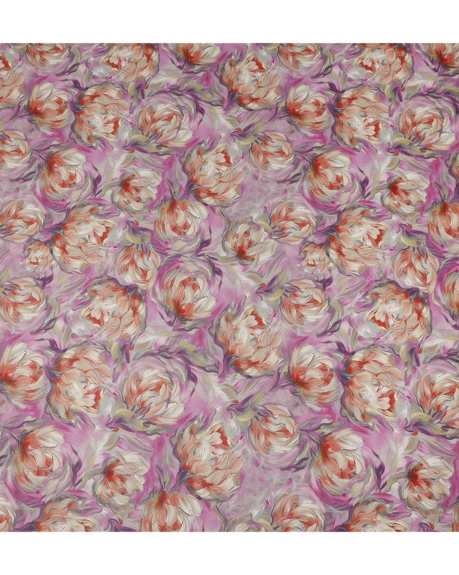 Pink Floral Printed Cotton Voile Fabric 150 Cms Width Soft Lightweight Sheer Dress Material India-D27917