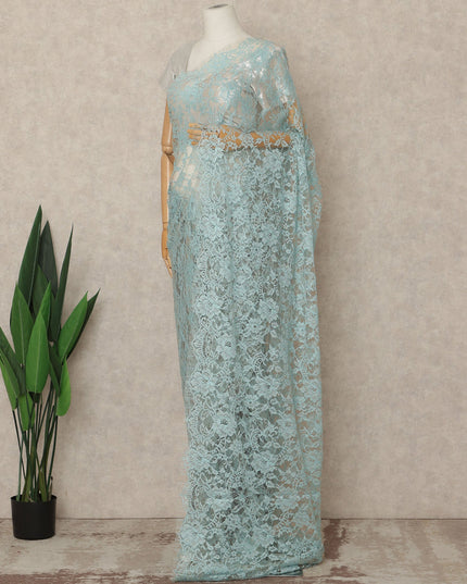 Aqua Premium French Two Tone Chantilly Saree Lace 5.5 Mtrs Width 110 Cms France-D27350 Regal Fabrics