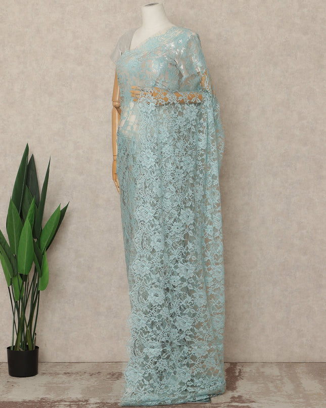 Aqua Premium French Two Tone Chantilly Saree Lace 5.5 Mtrs Width 110 Cms France-D27350 Regal Fabrics