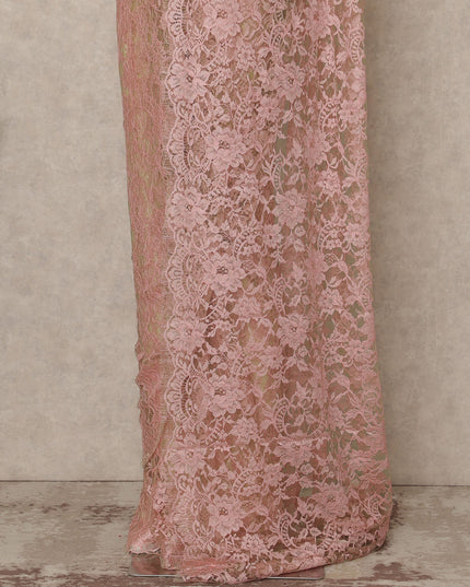 Blush Pink Premium French Two Tone Chantilly Saree Lace 5.5 Mtrs Width 110 Cms France-D27355 Regal Fabrics