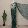 Emerald Green Premium French Two Tone Chantilly Saree Lace 5.5 Mtrs Width 110 Cms France-D27351