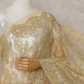 Antique Gold Chantilly Lace Saree | Regal Fabrics