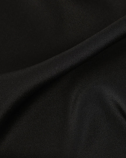 Black Premium Pure Silk Satin Fabric Solid Plain Smooth Finish 110 Cms Wide Luxury Dressmaking Material From China-D27477 Regal Fabrics