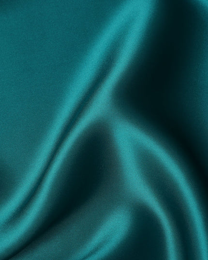 Teal Green Premium Pure Silk Satin Fabric Solid Plain Smooth Finish 110 Cms Wide Luxury Dressmaking Material From China-D27491