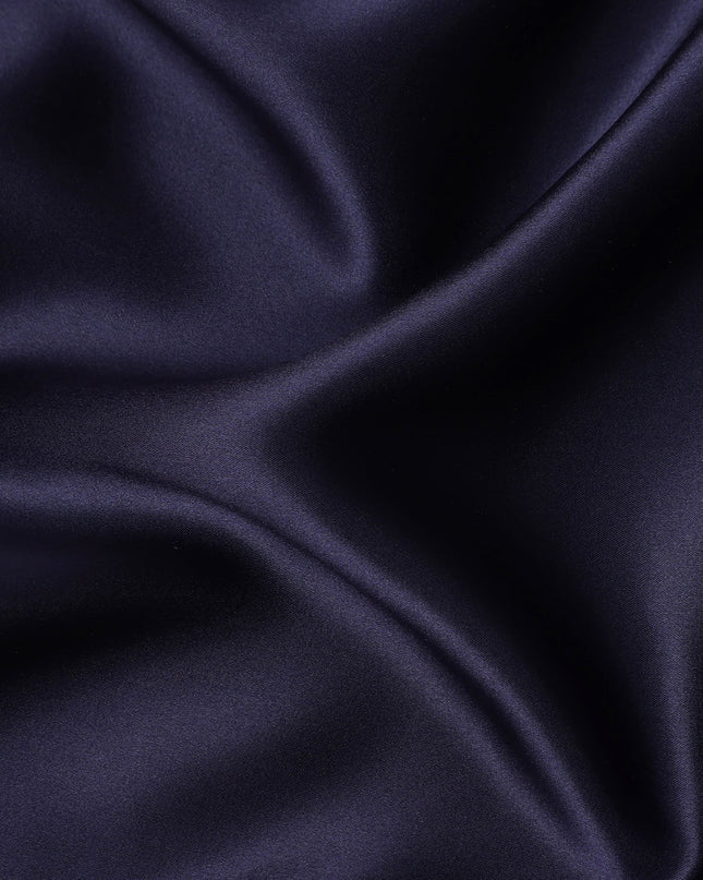 Navy Blue Premium Pure Silk Satin Fabric Solid Plain Smooth Finish 110 Cms Wide Luxury Dressmaking Material From China-D27486