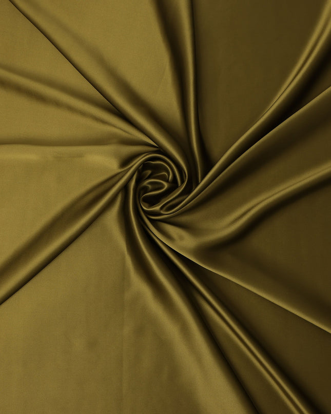 Olive Green Premium Pure Silk Satin Fabric Solid Plain Smooth Finish 110 Cms Wide Luxury Dressmaking Material From China-D27492