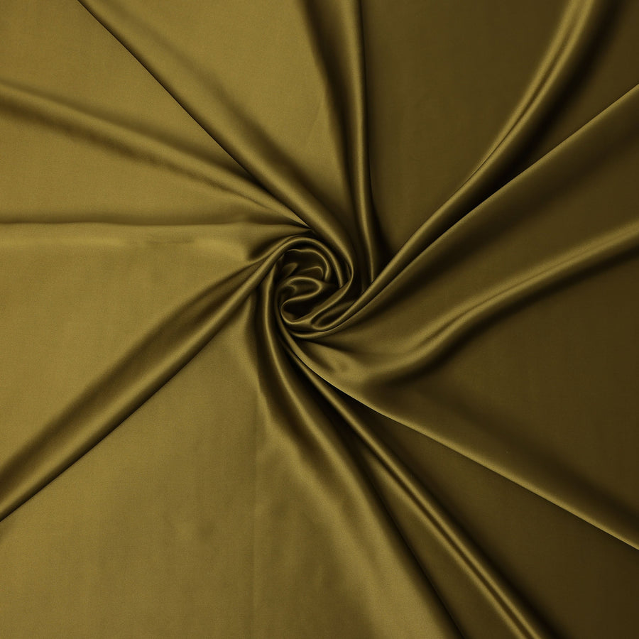 Olive Green Premium Pure Silk Satin Fabric Solid Plain Smooth Finish 110 Cms Wide Luxury Dressmaking Material From China-D27492
