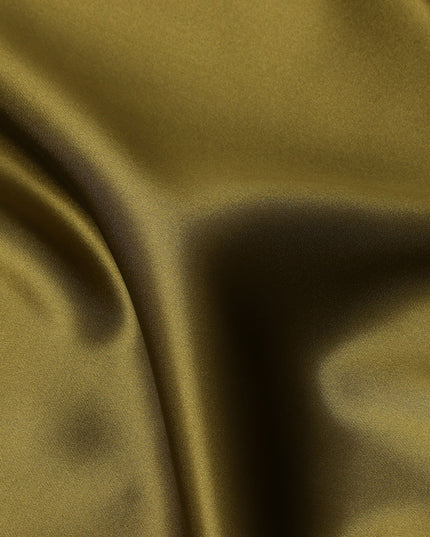 Olive Green Premium Pure Silk Satin Fabric Solid Plain Smooth Finish 110 Cms Wide Luxury Dressmaking Material From China-D27492