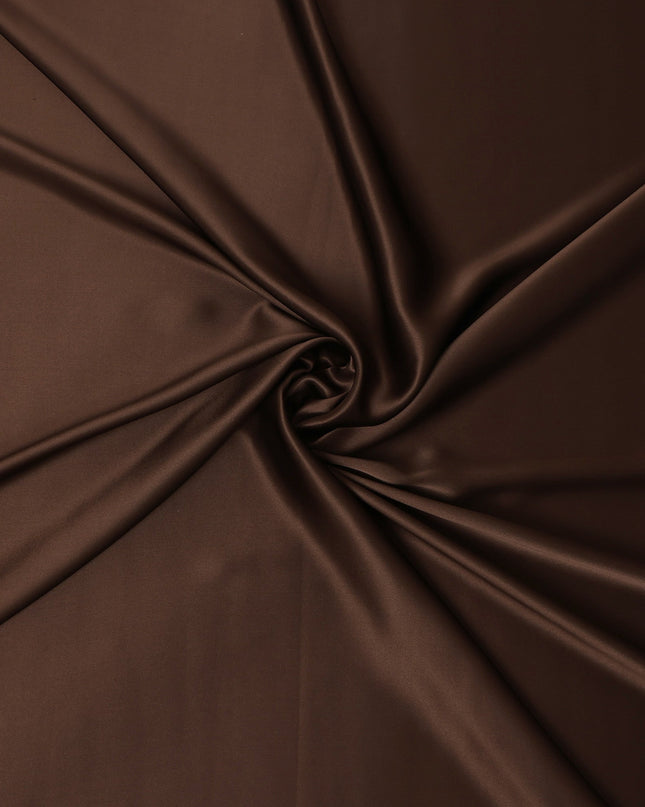 Chocolate Brown Premium Pure Silk Satin Fabric Solid Plain Smooth Finish 110 Cms Wide Luxury Dressmaking Material From China-D27487