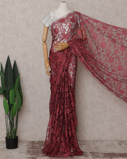 Pink French Chantilly Lace Saree | Regal