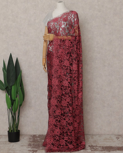 Pink French Chantilly Lace Saree | Regal