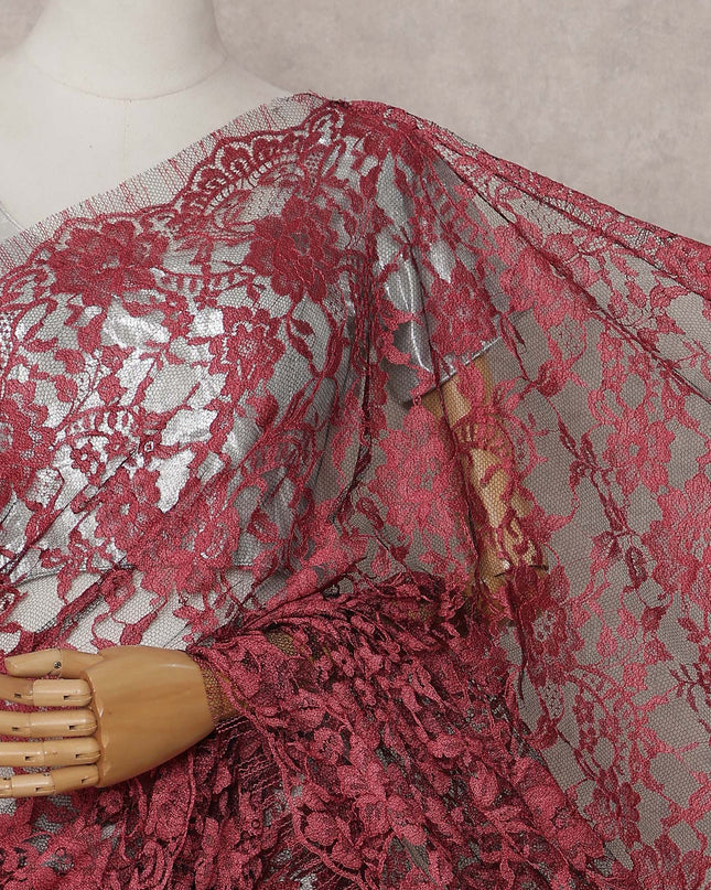 Pink French Chantilly Lace Saree | Regal